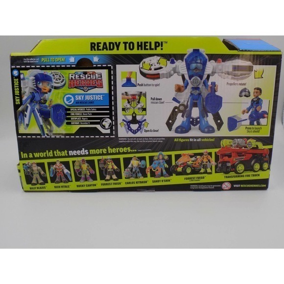Fisher Price Rescue Heroes Sky Justice Hover Flying Airplane Set Action Figures - Picture 4 of 7